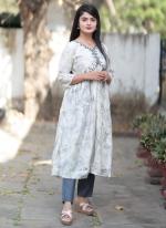 Modal Silk Grey Casual Wear Printed Readymade Kurti With Pant